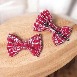 Trendy Chunky Red Bow Hair Barrette/ Hair Clip